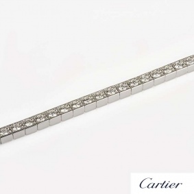 Cartier 18k White Gold Diamond Lanieres Line Bracelet Size 16 B6015202